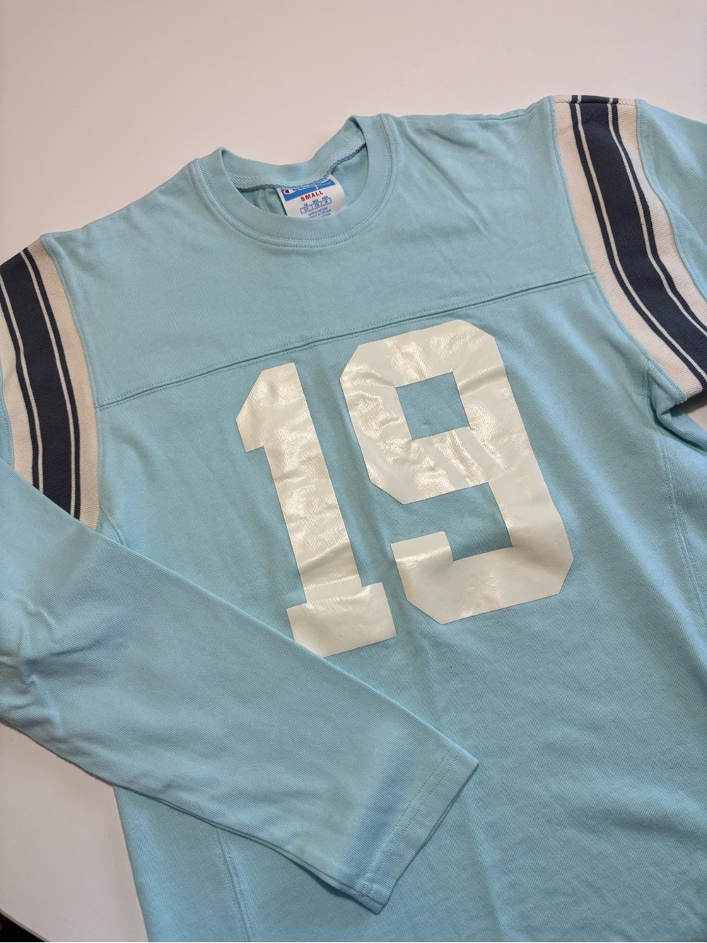 Champion Baby Blue Jersey Long Sleeve Cotton T-Shirt